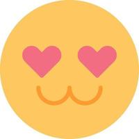 Cute emoticon with heart eyes semi flat color vector icon. Amazed emoji expression. Editable full sized element on white. Simple cartoon style spot illustration for web graphic design and animation