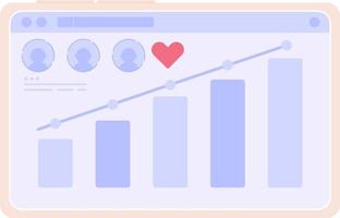 Monitor social media statistics on tablet semi flat color vector device screen. Editable icon. Full sized element on white. Simple cartoon style spot illustration for web graphic design and animation