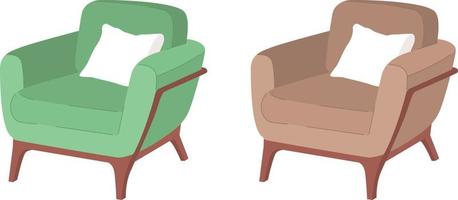 retro tapizado sillones semi plano color vector objetos colocar. editable elementos. lleno tamaño íconos en blanco. sencillo dibujos animados estilo Mancha ilustración paquete para web gráfico diseño y animación