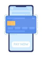 Online mobile banking app on smartphone flat concept vector spot illustration. Editable 2D cartoon icon on white for web design. Creative idea for website, mobile, magazine