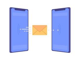 Mobile phones exchanging email wireless flat concept vector spot illustration. Editable 2D cartoon icon on white for web design. Messenger application creative idea for website, mobile, magazine