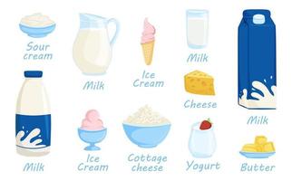 Dairy product set vector illustration