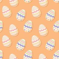 Vector seamless pattern with easter decorated cartoon eggs.