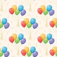 Bundles of colorful flying balloons. Vector cartoon seamless pattern.