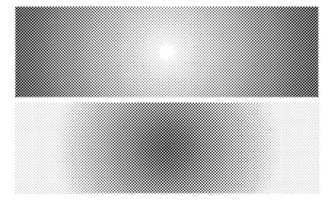 Dotted horizontal background, radial gradient halftone pattern, black dots texture on white background vector