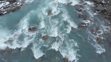 Aerial view of Aldeyjarfoss waterfall in Iceland. video