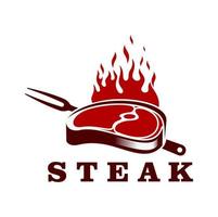 Steak grill icon, BBQ restaurant emblem or symbol vector