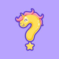 pregunta marca puntuación firmar unicornio personaje vector