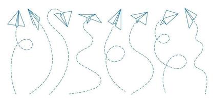 Paper aeroplane lines, flight trail or trace vector