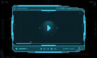 HUD video player screen interface and UI frame vector