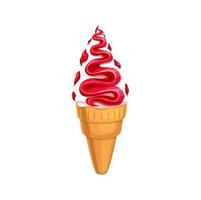 Cartoon ice cream cone with cherry fruit sauce vector