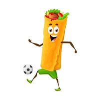 Cartoon mexican burrito character playing football vector