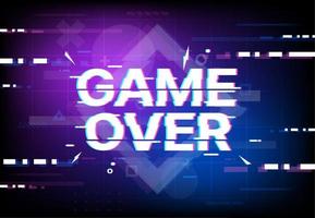 Game over screen glitch background, vintage poster vector