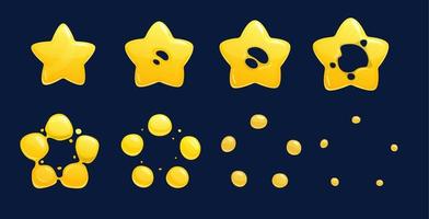 Cartoon golden star sprite animation, game ui vector