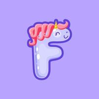 Letter F typography typeface, unicorn ABC font vector