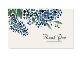 Thank you card template with wildflowers in rustic style. Vector