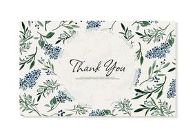 Thank you card template with watercolor wildflowers in rustic style. Vector