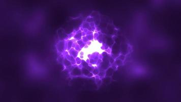 Abstract purple energy round sphere glowing with particle waves hi-tech digital magic abstract background. Video 4k, 60 fps