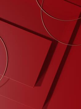 3d representación mínimo geométrico producto monitor antecedentes con plataforma. monocromo rojo. foto