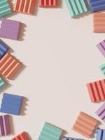 3D Rendering Minimal Geometric Puzzle or Jigsaw Blocks Product Display Background for Beauty or Fashionable Products. Multi Colors. photo