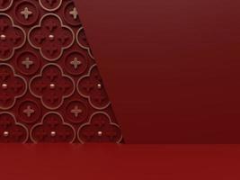 3D Rendering Seasonal or Christmas Studio Shot Product Display Background with Pattern Wall for Luxury or Festive Products. photo