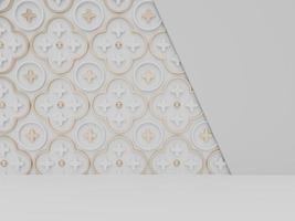 3D Rendering Seasonal or Christmas Studio Shot Product Display Background with Pattern Wall for Luxury or Festive Products. photo