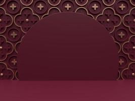 3D Rendering Seasonal or Christmas Studio Shot Product Display Background with Pattern Wall for Luxury or Festive Products. photo