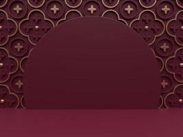 3D Rendering Seasonal or Christmas Studio Shot Product Display Background with Pattern Wall for Luxury or Festive Products. photo