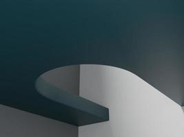 3D Rendering Dark Green and White Studio Shot Background with Geometric Shapes. photo