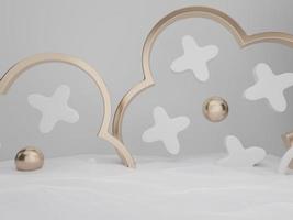 3D Rendering Seasonal or Christmas Studio Shot Product Display Background with Props in Snows for Luxury or Festive Products. photo