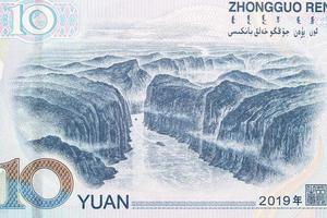 Three Gorges of the Yangtze River from Chinese money photo