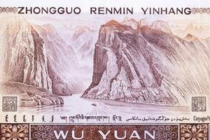 Tres gargantas de el Yangtze río desde antiguo chino dinero foto