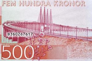 Oresund Bridge from Swedish money photo