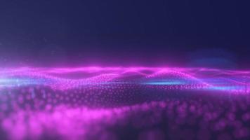 Abstract purple energy surface with magic waves of particles and points with a blur with a blizzard epic abstract rear background, 4K video, 60 FPS video