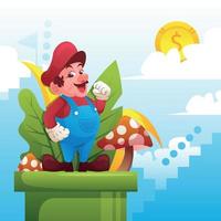 A Plumber with Mushroom Concept vector