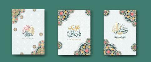 set Islamic cover background template for ramadan event and eid al fitr event and other users.Vector illustration. vector