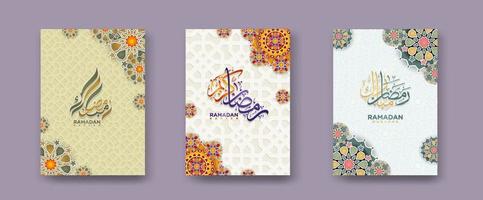 set Islamic cover background template for ramadan event and eid al fitr event and other users.Vector illustration. vector