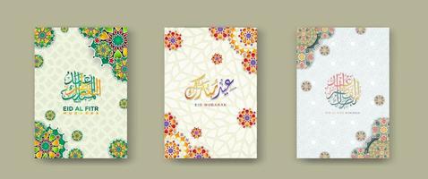 set Islamic cover background template for ramadan event and  eid al fitr event and other users.Vector illustration. vector