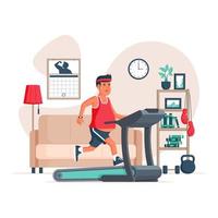 Man Running On A Treadmill To Lose Weight vector