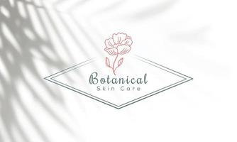 Botanical Floral element Hand Drawn Logo with Wild Flower and Leaves vector