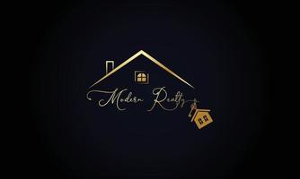 Black Gold Real Estate Logo. Construction Architecture Building Logo Design Template Element vector