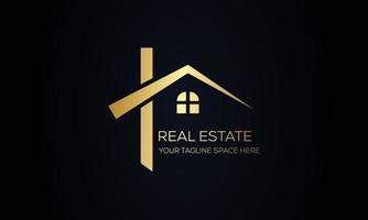 Black Gold Real Estate Logo. Construction Architecture Building Logo Design Template Element vector