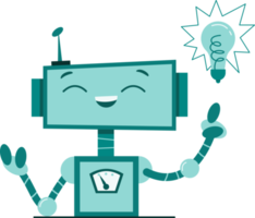 Smiling cute robot chat bot. Support service character png