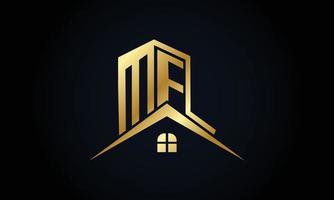 logo inmobiliario de oro negro. elemento de plantilla de diseño de logotipo de edificio de arquitectura de construcción vector