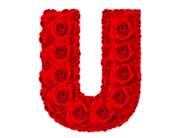 Rose alphabet set - Alphabet capital letter U made from red rose blossoms png