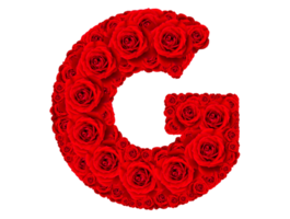 Rose alphabet set - Alphabet capital letter G made from red rose blossoms png