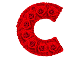 Rose alphabet set - Alphabet capital letter C made from red rose blossoms png