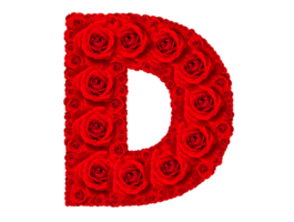 Rose alphabet set - Alphabet capital letter D made from red rose blossoms png
