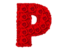 Rose alphabet set - Alphabet capital letter P made from red rose blossoms png