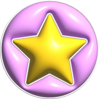 yellow 3d cute cartoon star inside a pink circle png